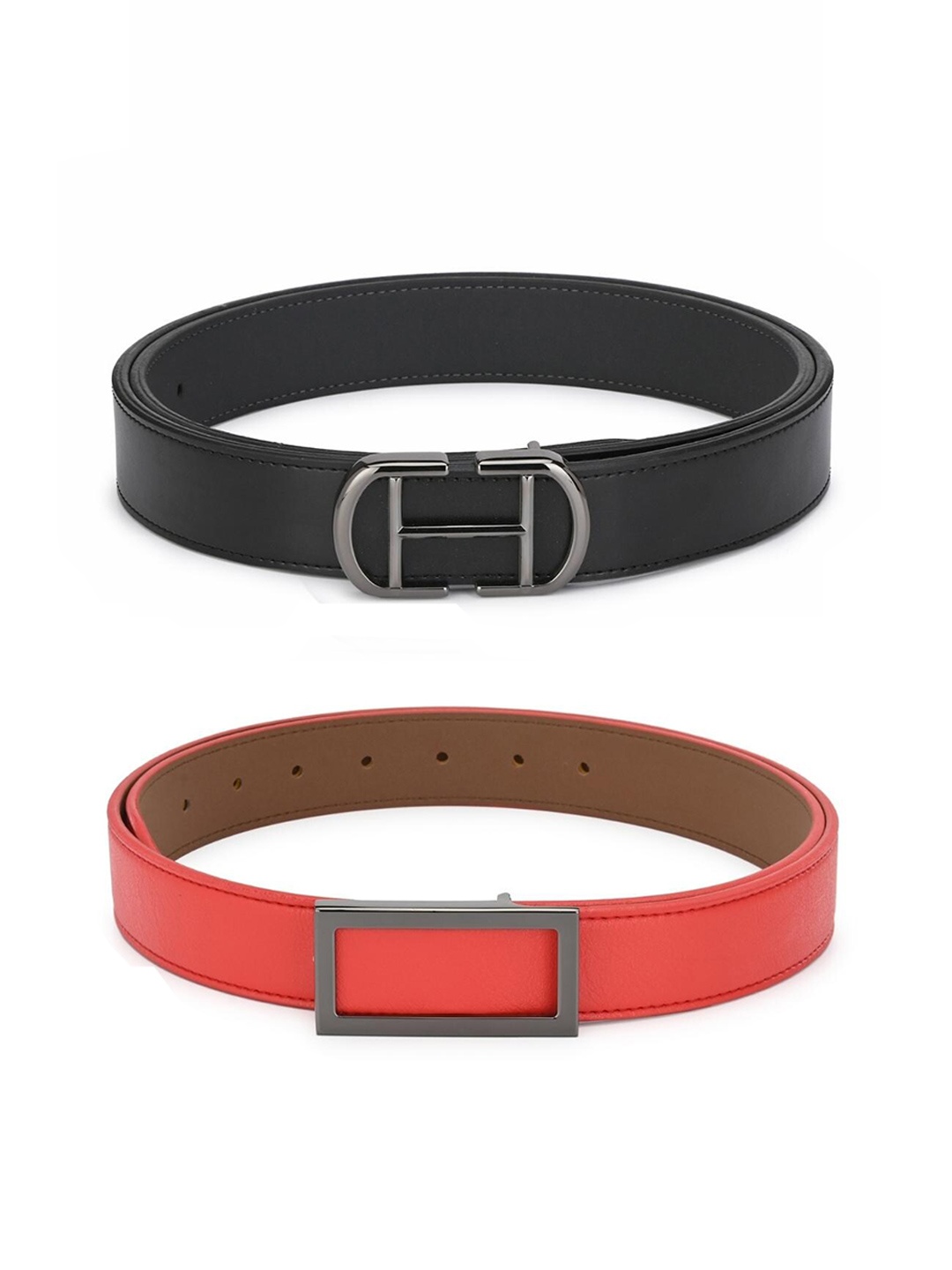 

Calvadoss Girls Pack of 2 Black and Red PU Belt