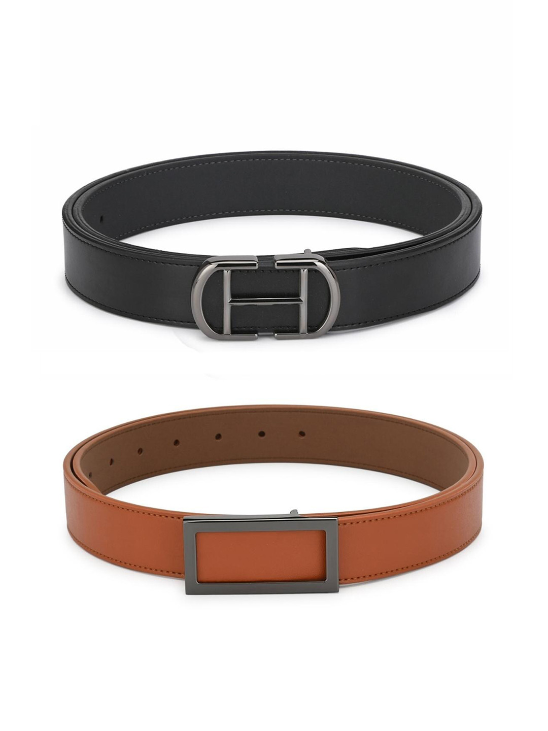 

Calvadoss Girls Black & Tan Set of 2 Solid PU Belt