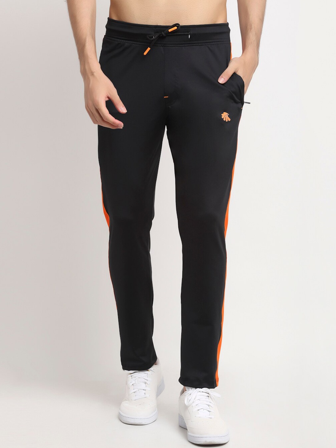 

Gallus Men Black & Orange Solid Cotton Track Pants