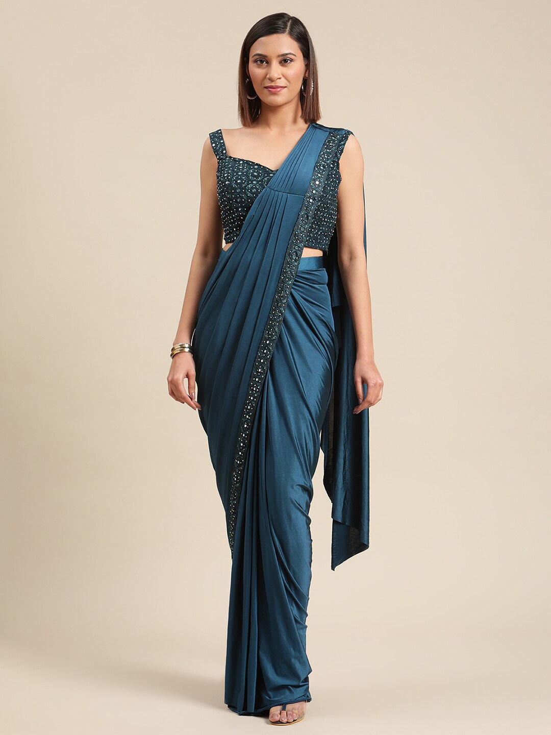 

Grancy Blue Embellished Ready to Wear Saree