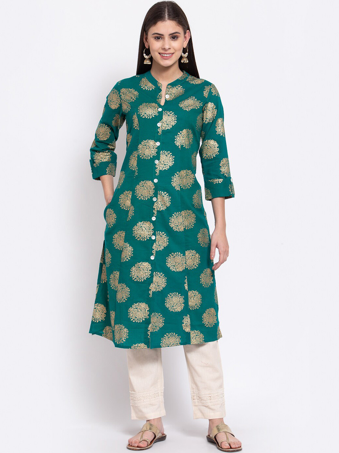 

SVARCHI Women Green Ethnic Motifs Printed Kurta
