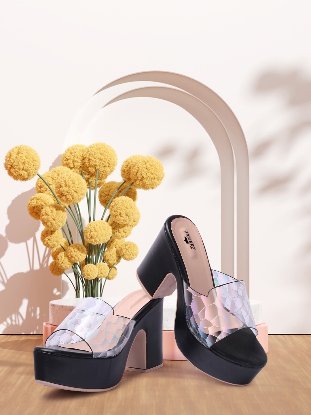 

ZAPATOZ Black PU Wedge Mules