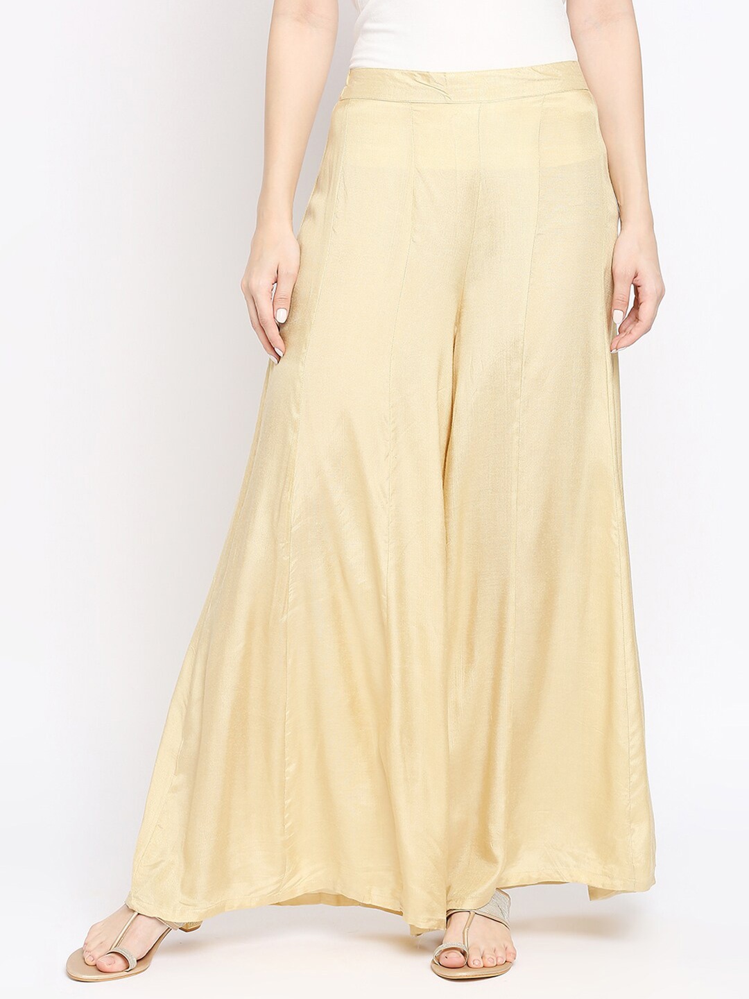 

Ethnicity Women Gold-Toned Flared Palazzos
