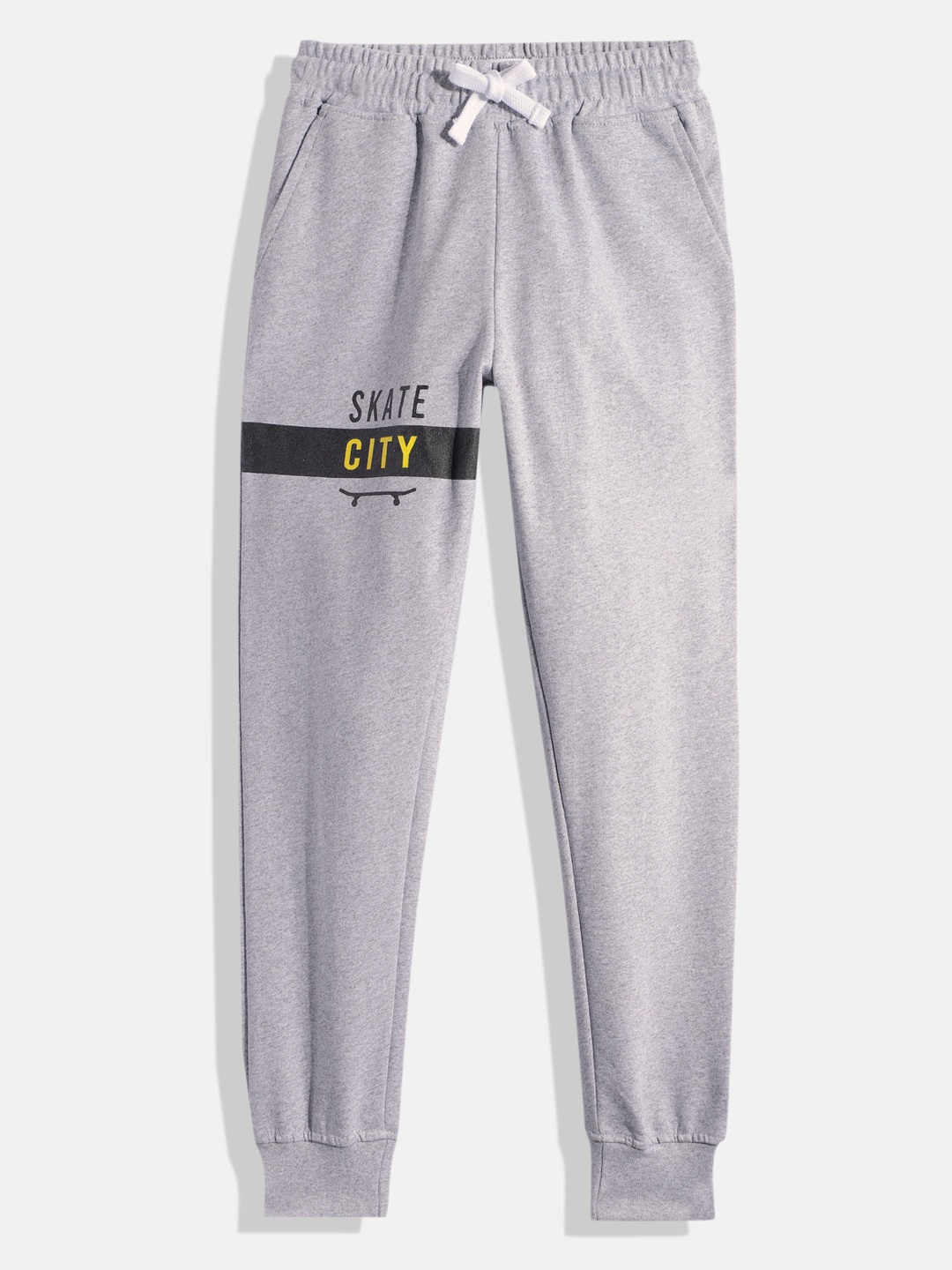 

Provogue Boys Grey Melange Regular Fit Solid Joggers