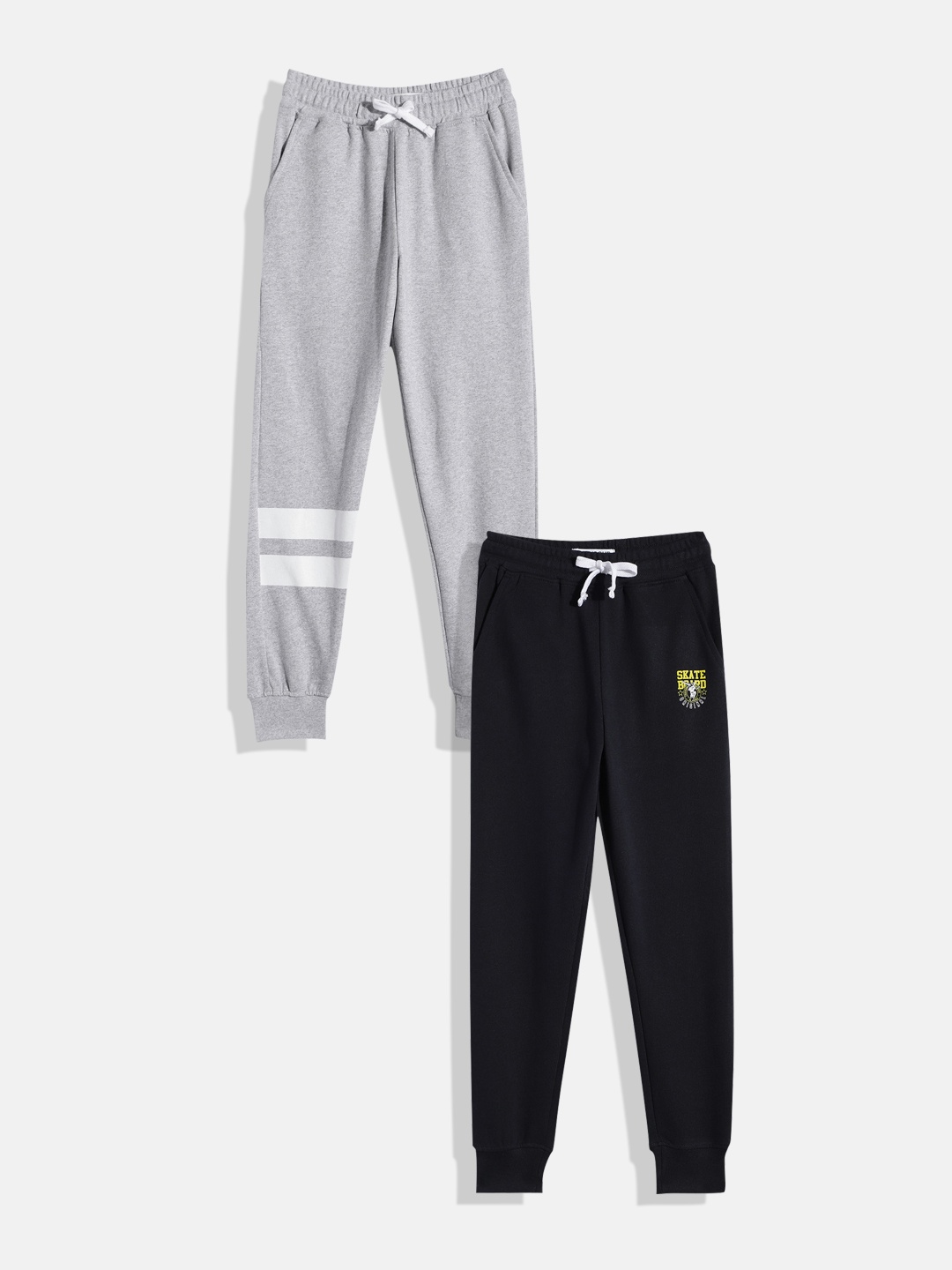 

Provogue Boys Pack Of 2 Regular Fit Joggers, Grey melange