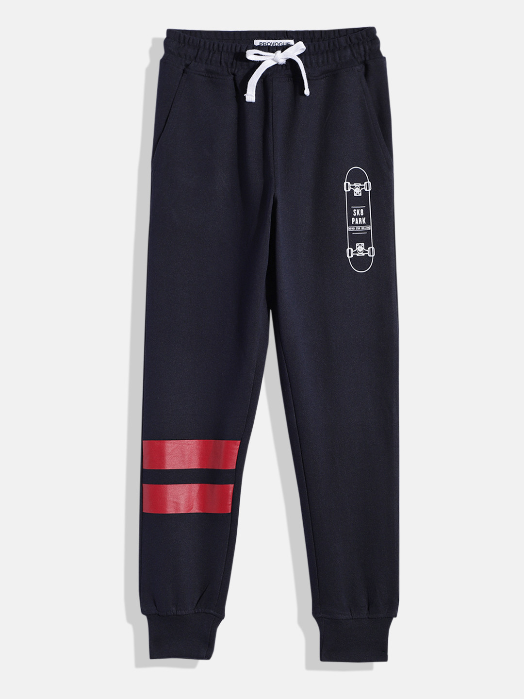 

Provogue Boys Navy Blue Regular Fit Printed Joggers