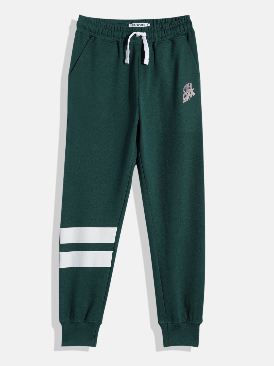

Provogue Boys Green Solid Joggers