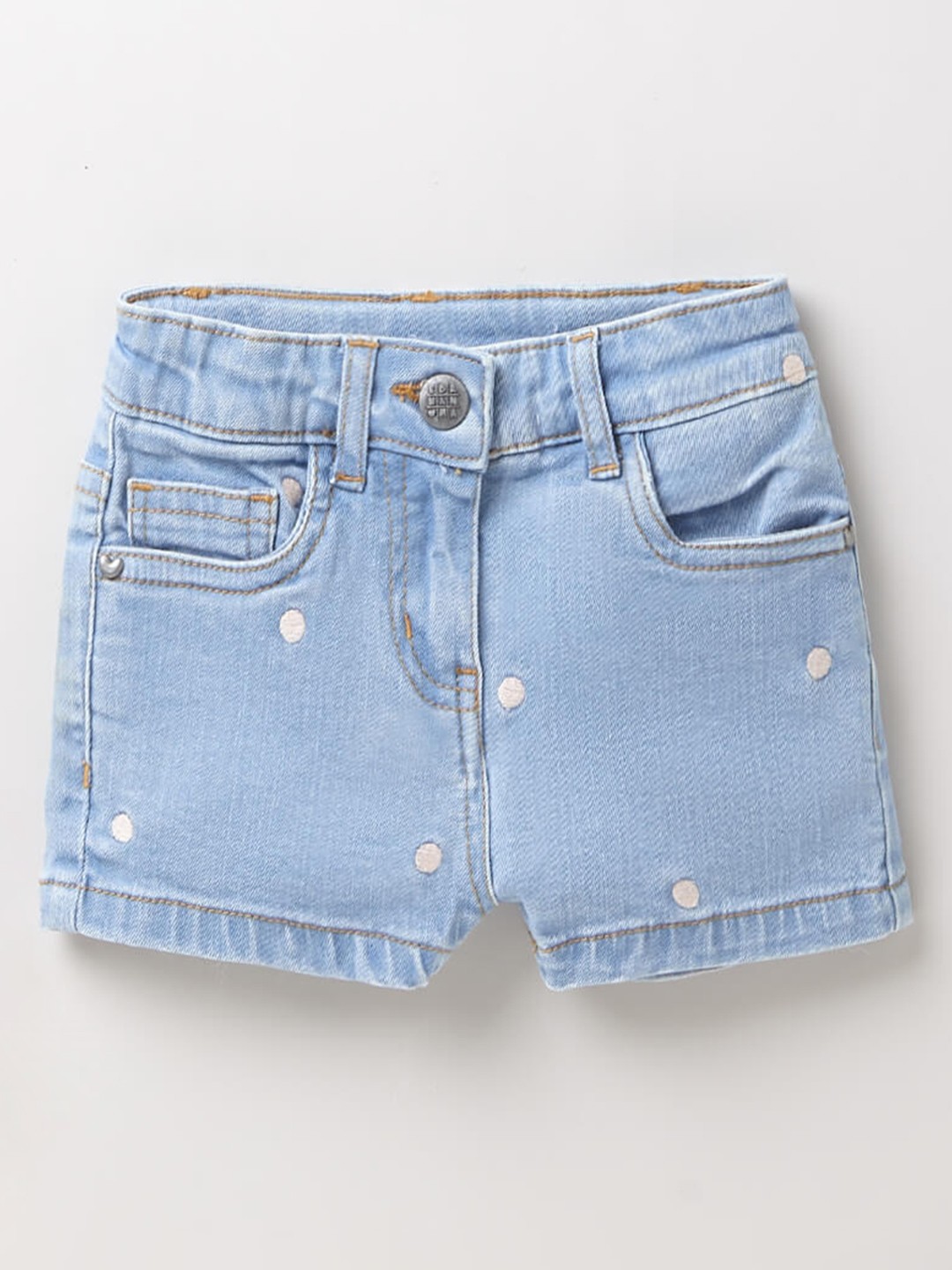 

Ed-a-Mamma Girls Blue Embroidered Sustainable Denim Shorts