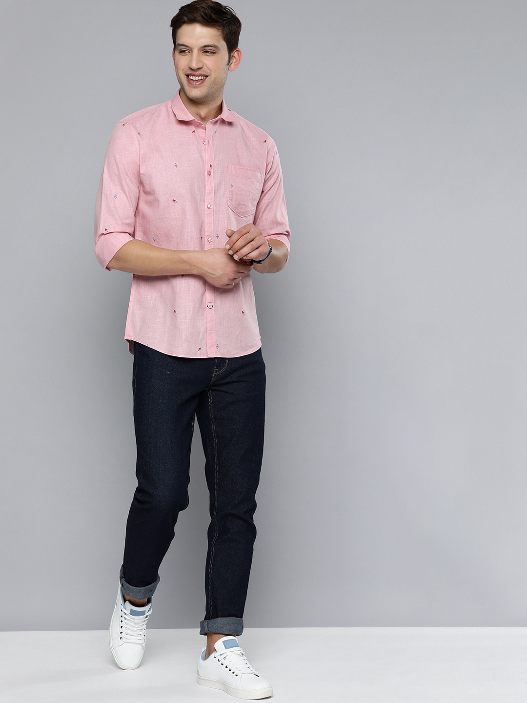 

Mast & Harbour Men Pink Graphic Printed Pure Cotton Casual Shirt