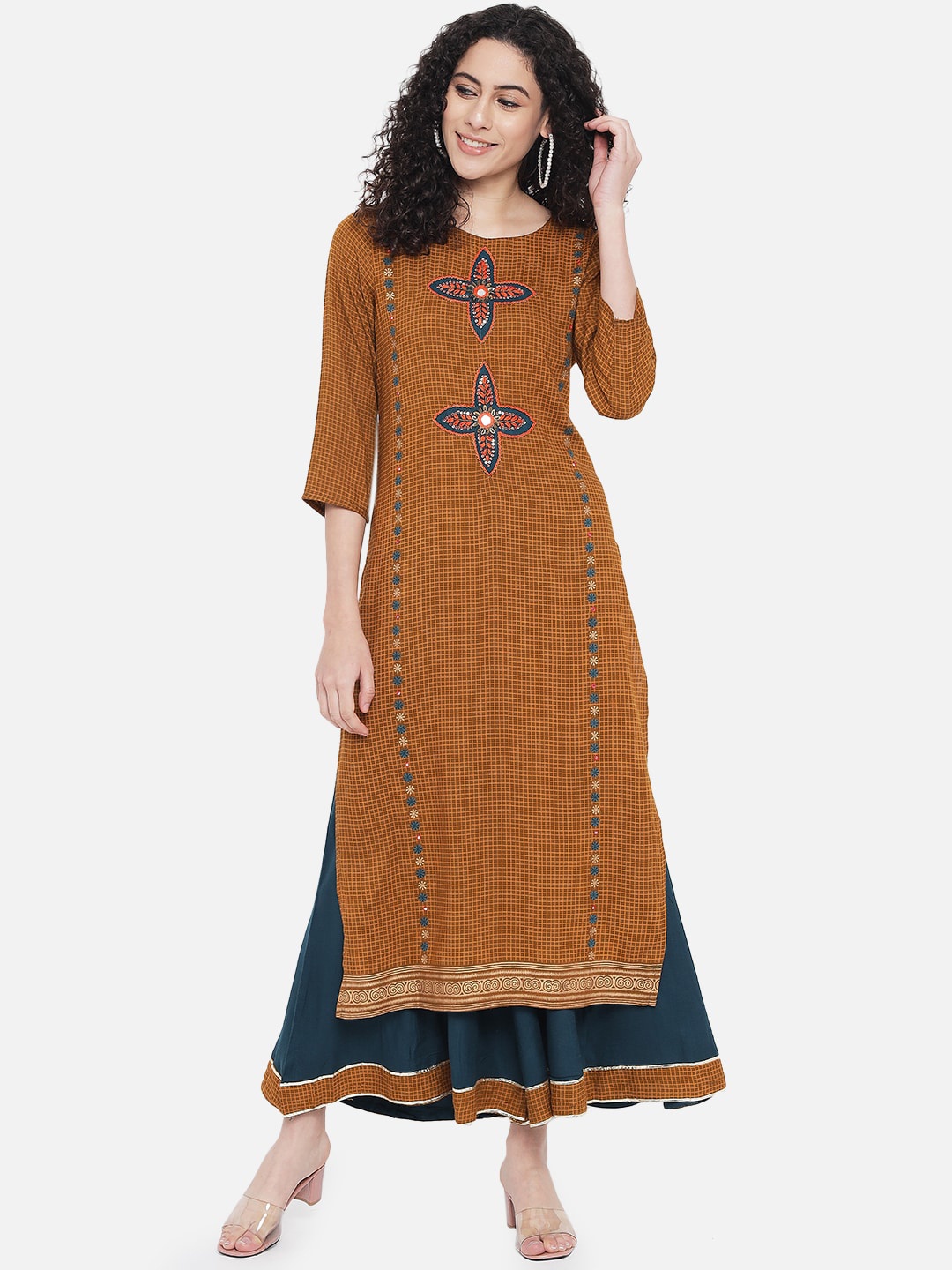 

Nehamta Women Brown Printed Kurta with Palazzos