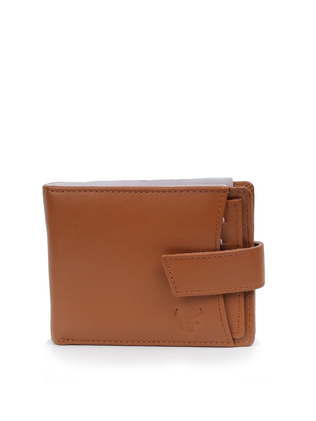 

Fusion Threads Men Tan Textured Leather Two Fold Wallet