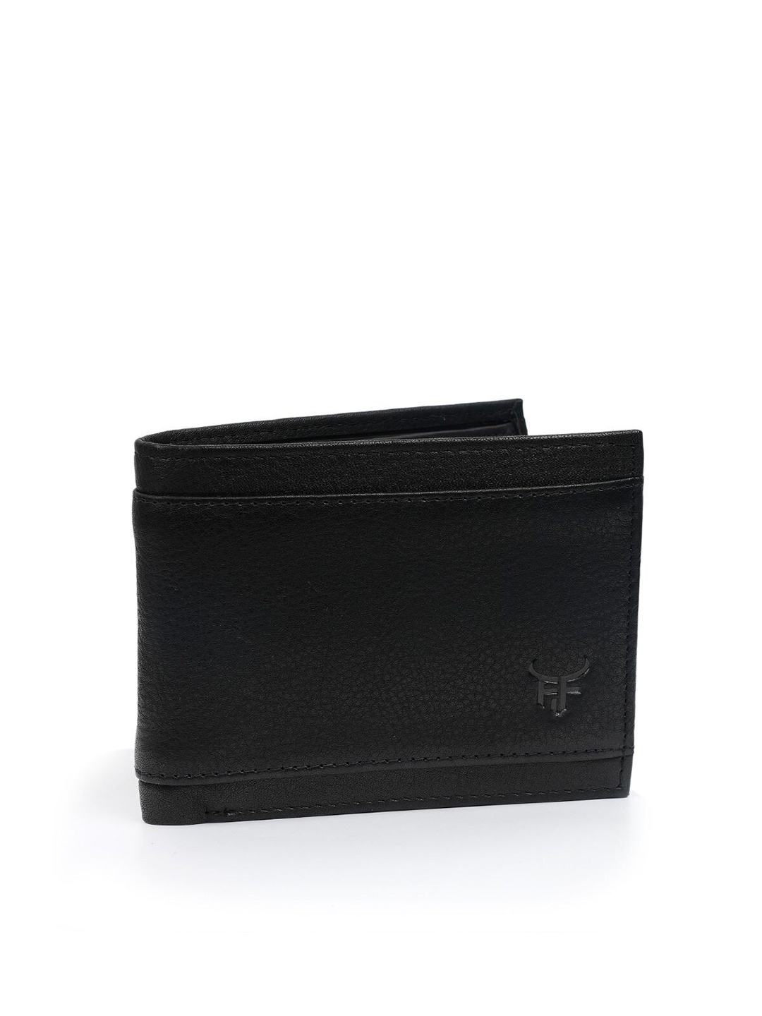 

Fusion Threads Men Black Solid Leather Two Fold Wallet