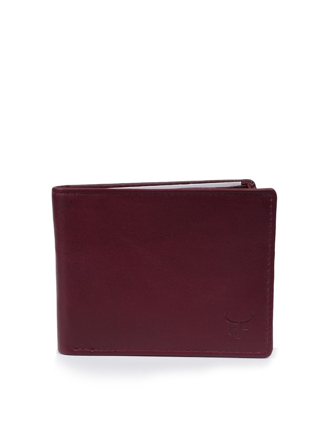 

Fusion Threads Men Burgundy Textured Leather Two Fold Wallet