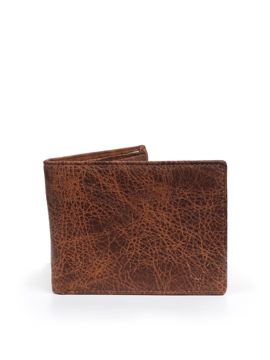 

Fusion Threads Men Brown Textured Leather Two Fold Wallet