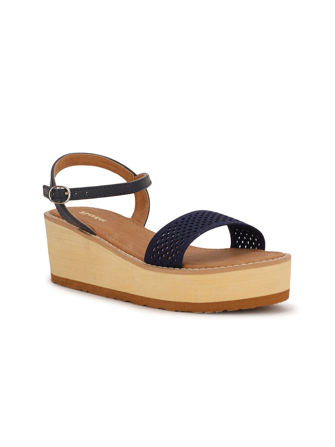 

Bata Navy Blue PU Wedge Sandals