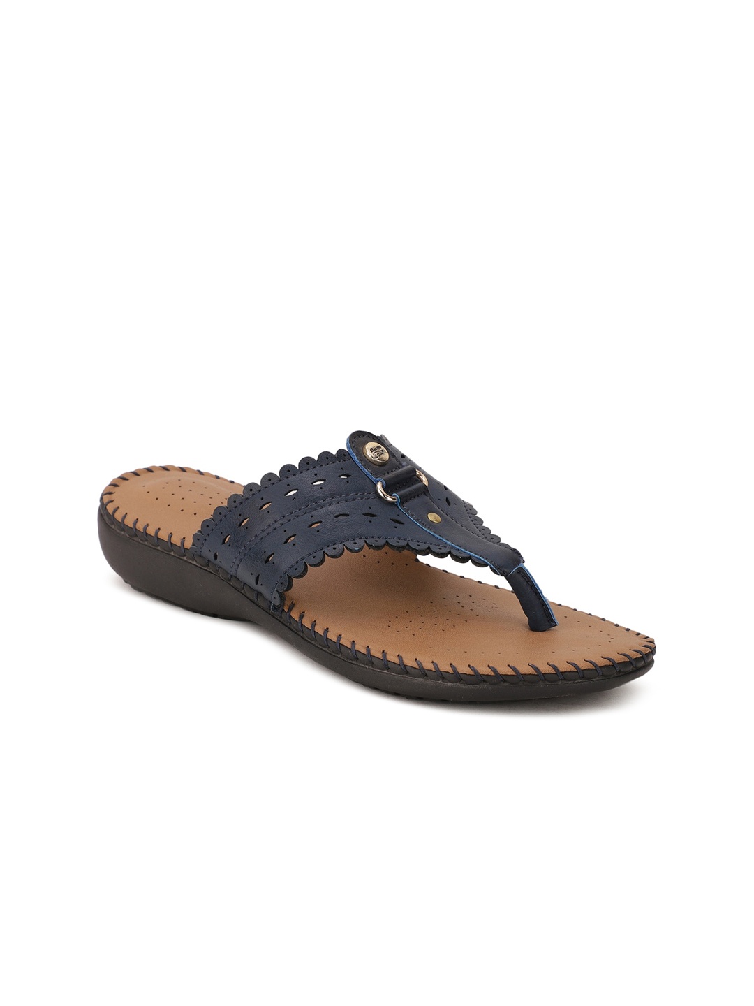 

Bata comfit Women Blue Open Toe T-Strap Flats with Laser Cuts