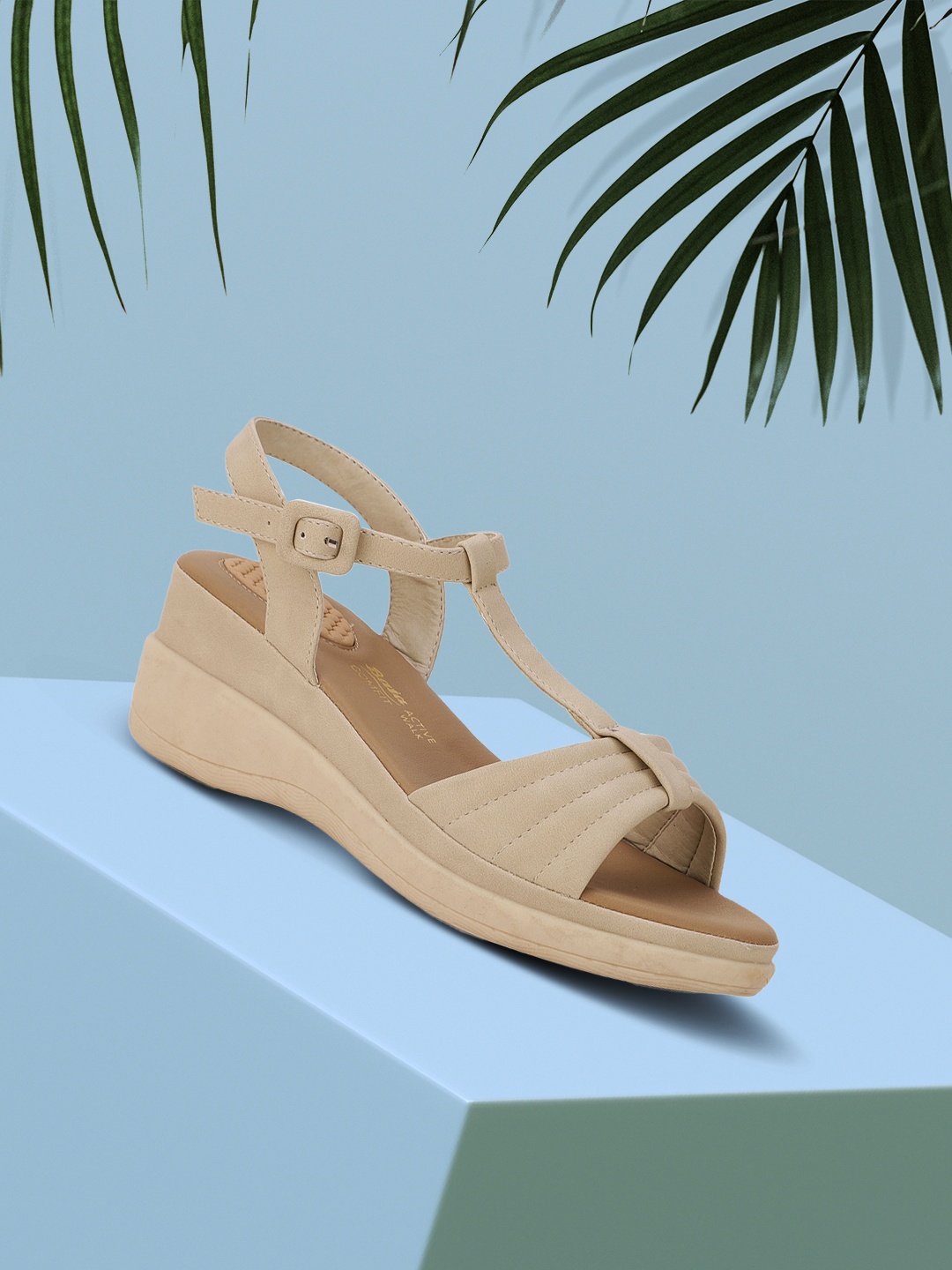 

Bata Beige PU Wedge Heels