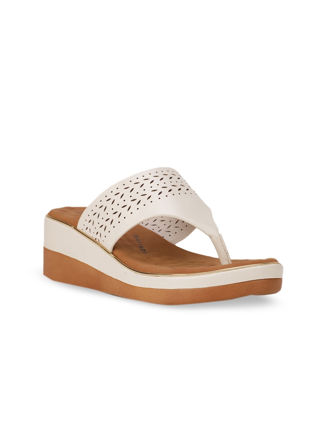 

Bata comfit White Wedge Heels with Laser Cuts