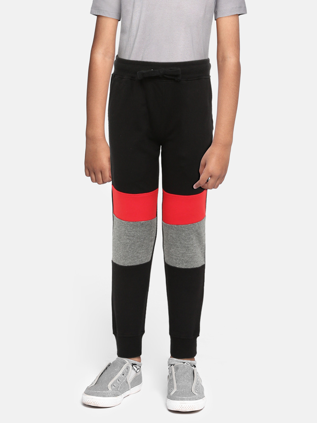 

Provogue Boys Black & Grey Colourblocked Pure Cotton Joggers