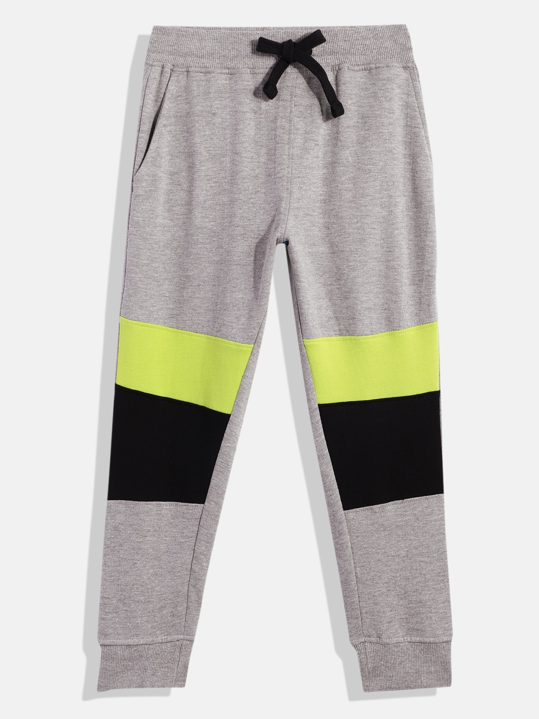 

Provogue Boys Grey Melange & Black Colourblocked Joggers