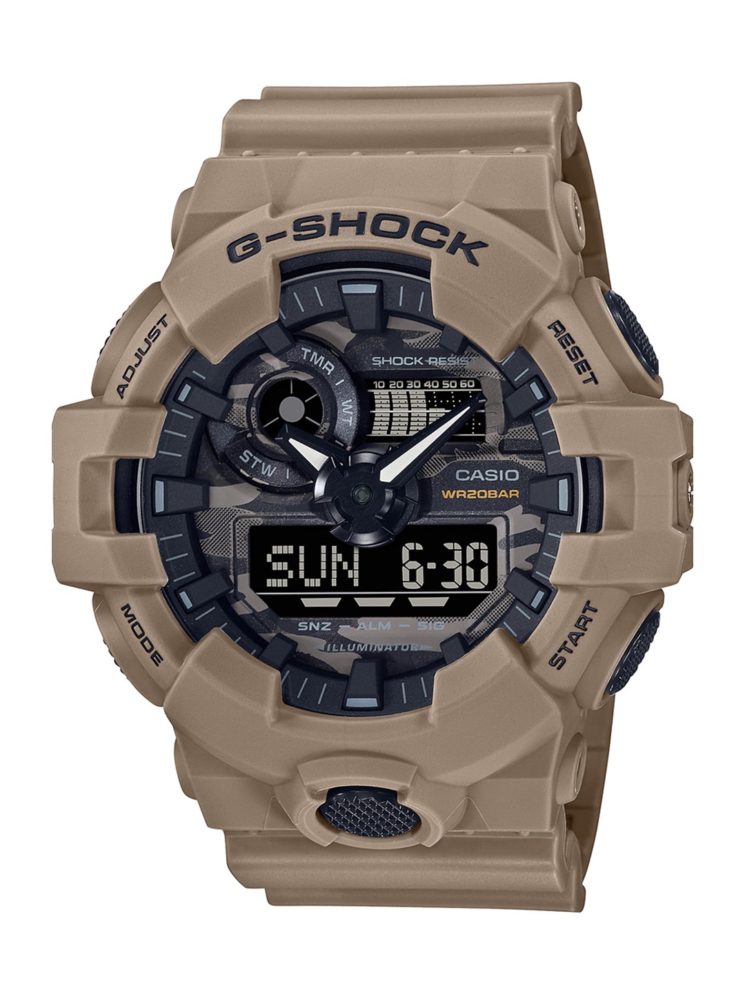 

CASIO Men Grey Embellished Dial & Beige Straps Analogue and Digital Watch G1211