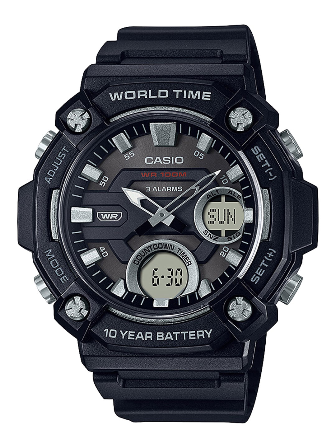 

CASIO Men Grey Dial & Black Bracelet Style Straps Analogue and Digital Watch AD262