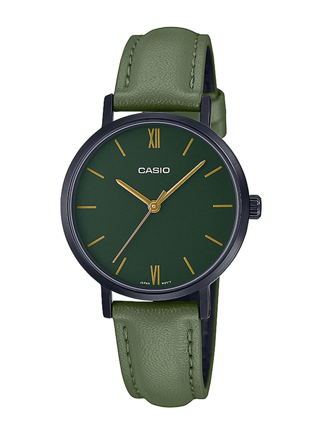 

CASIO Women Dial Leather Straps Analogue Watch A2002, Green