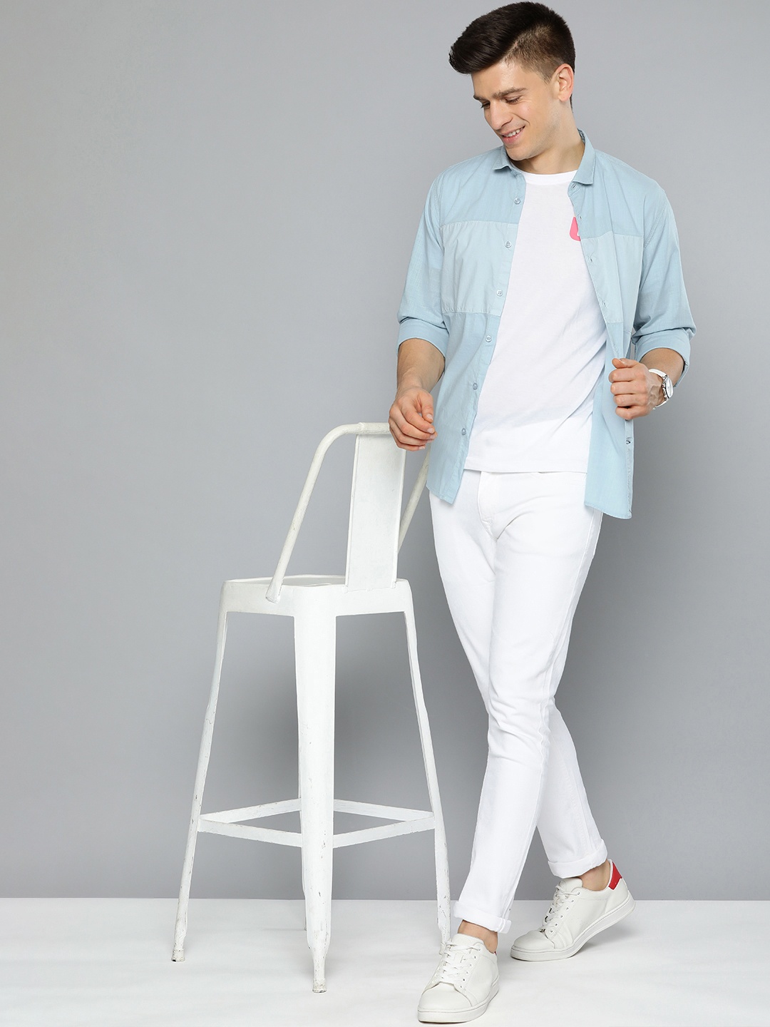 

Mast & Harbour Men Blue Slim Fit Pure Cotton Casual Shirt