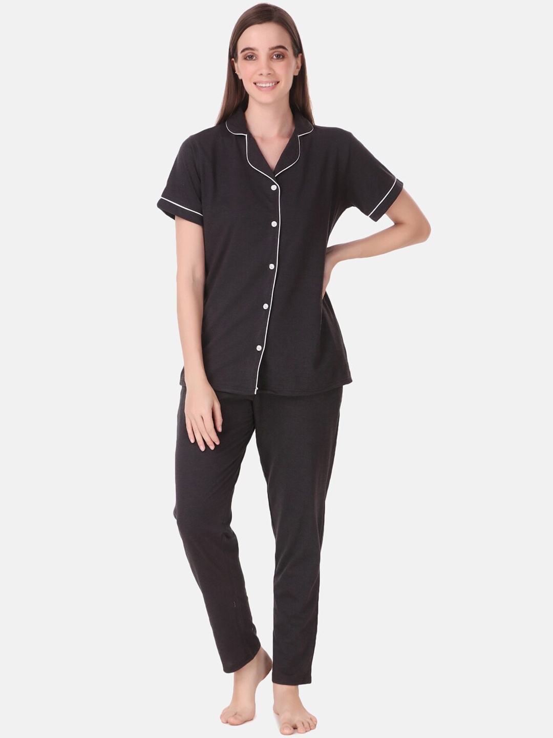 

Masha Women Black & White Night suit