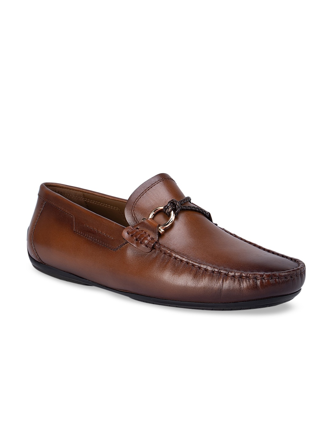 

ROSSO BRUNELLO Men Tan Brown Leather Loafers
