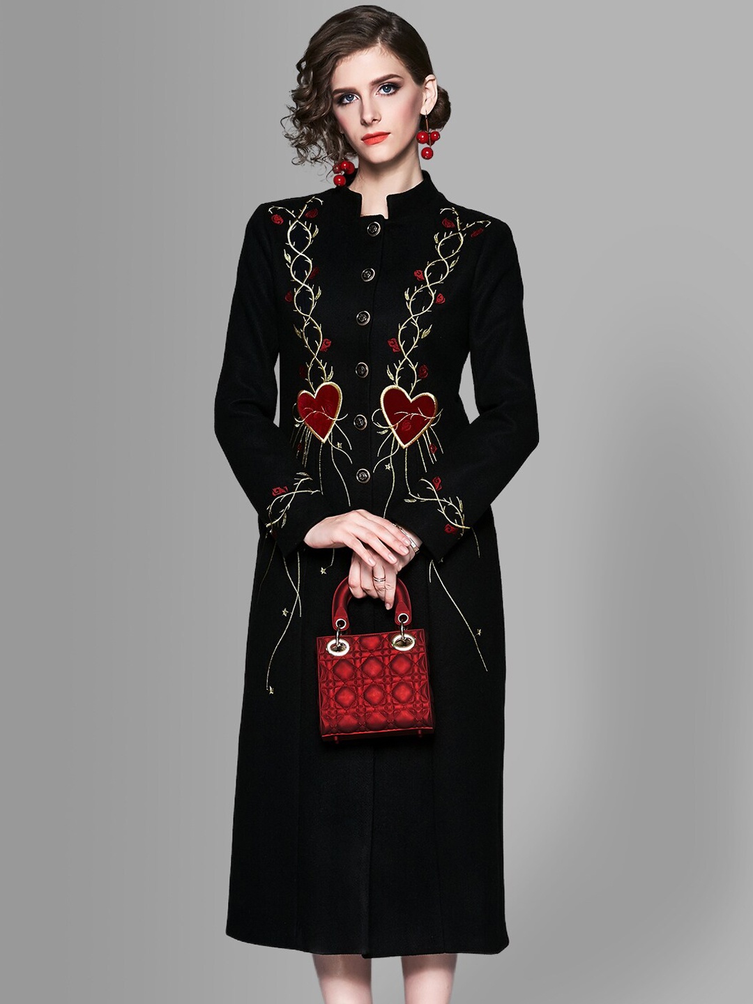 

JC Collection Women Black Embroidered Coats