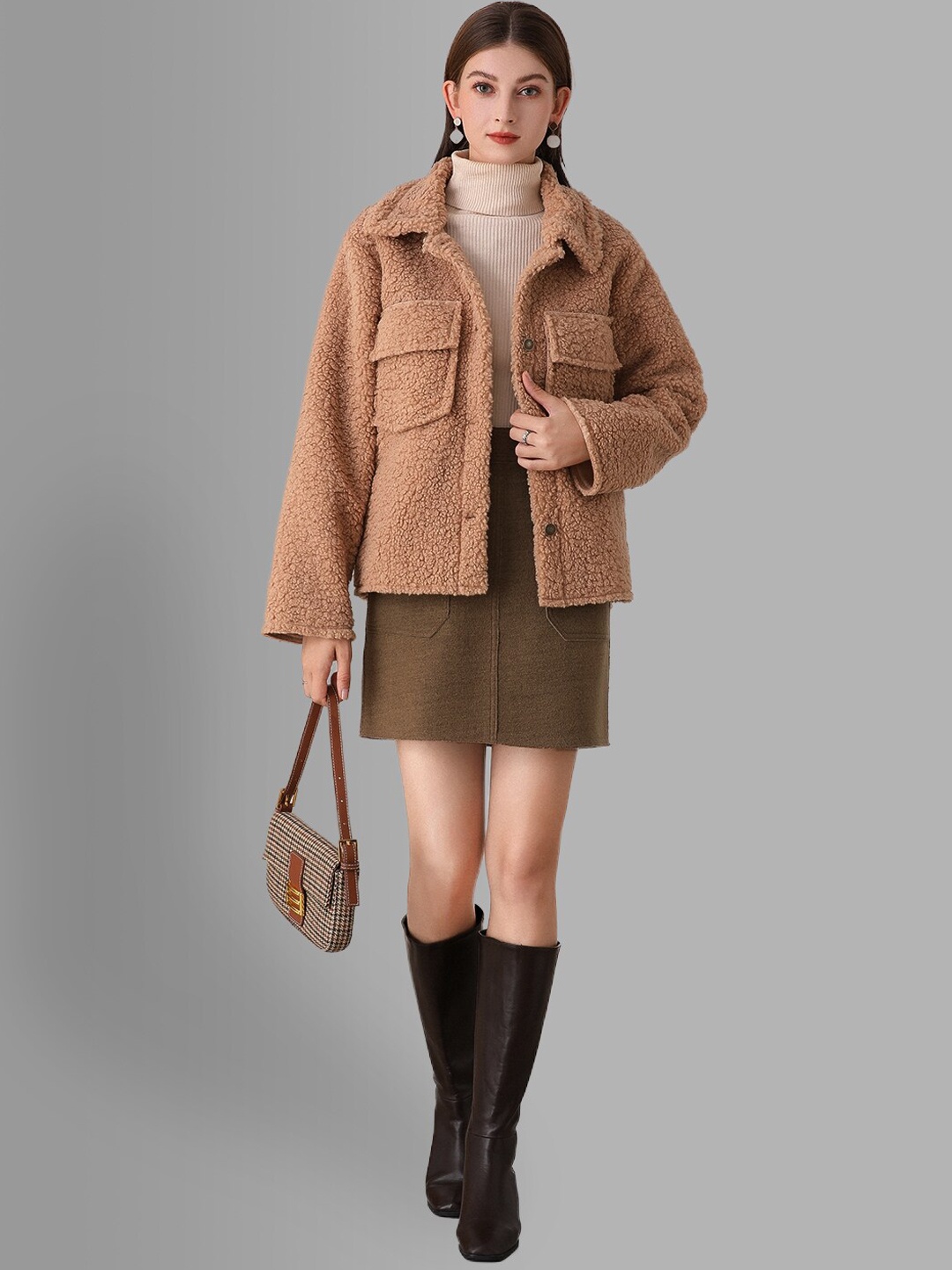 

JC Collection Women Coffee Brown Overcoat Coats