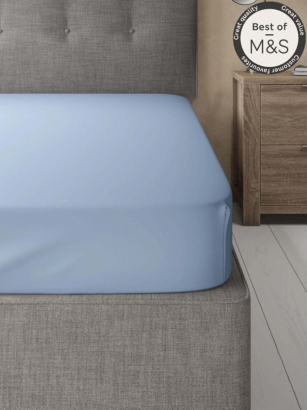 

Marks & Spencer Blue 230 TC Cotton King Superfine Bedsheet