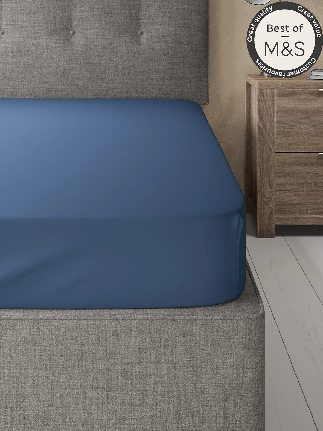 

Marks & Spencer Blue Solid 230 TC Double King Cotton Bedsheet