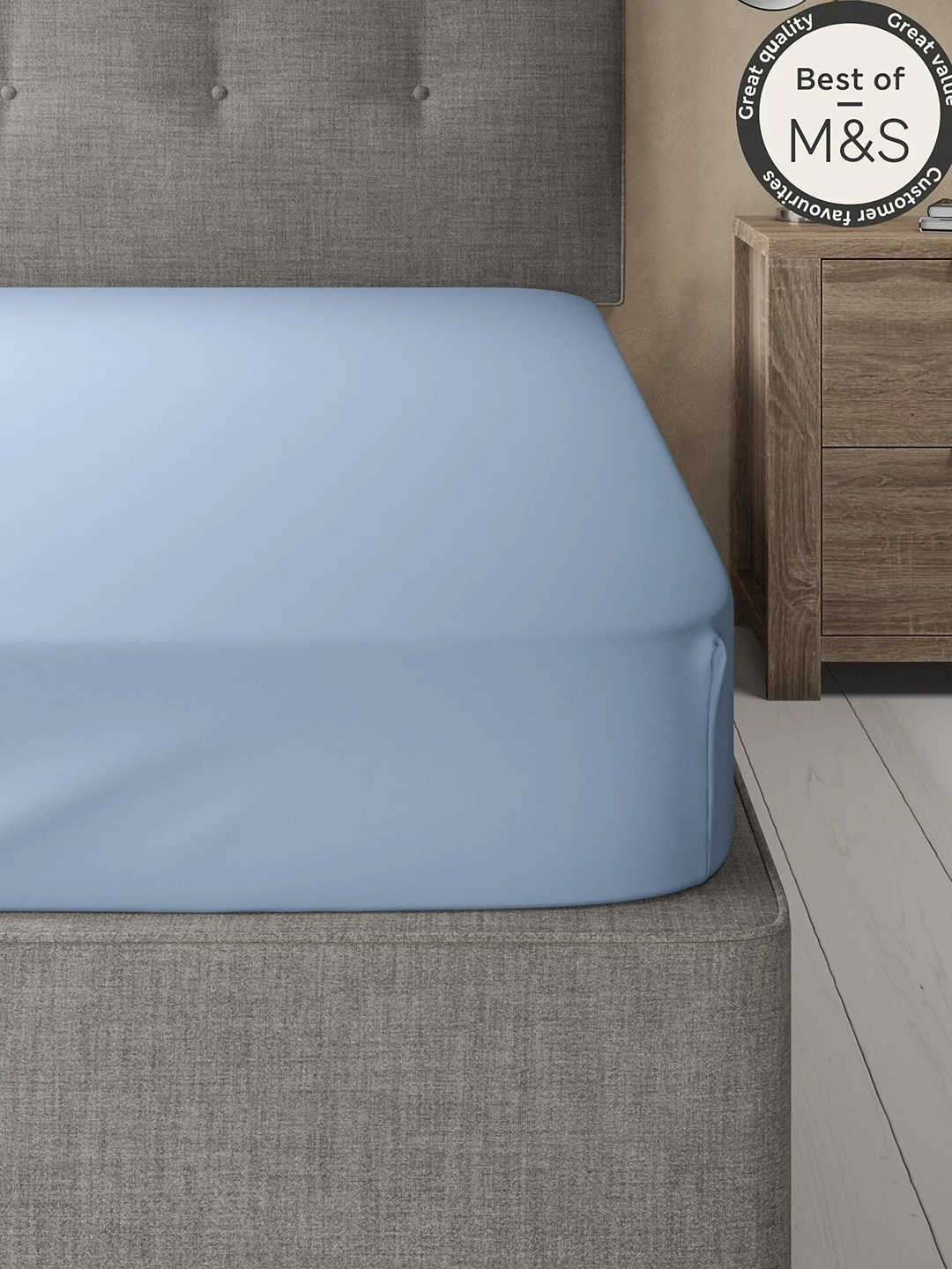 

Marks & Spencer Blue 230 TC Cotton King Bedsheet