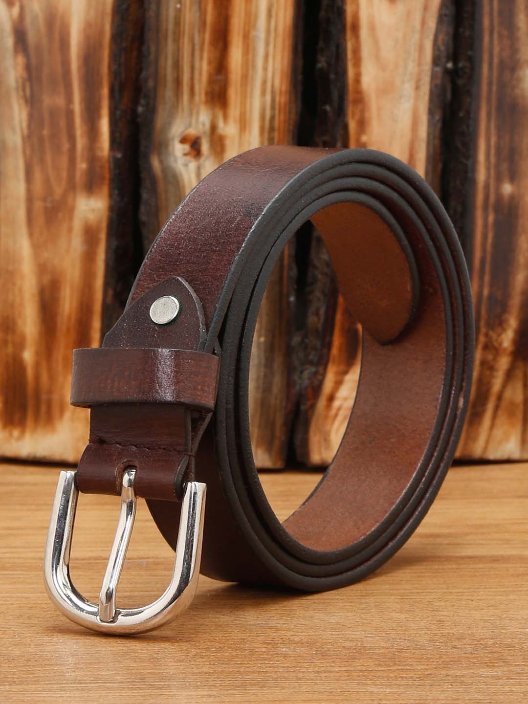 

LOUIS STITCH Men Brown Textured Leather Belt