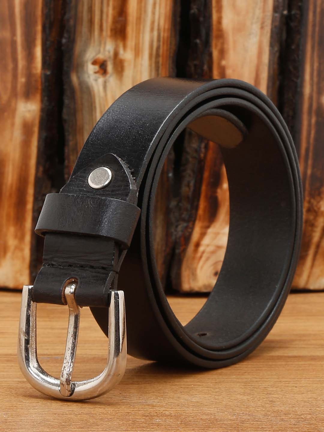 

LOUIS STITCH Men Black Leather Formal Belt