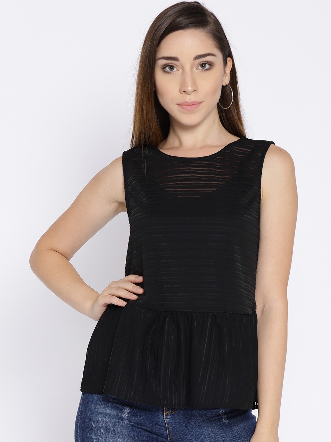 

Vero Moda Women Black Self-Design Regular Top