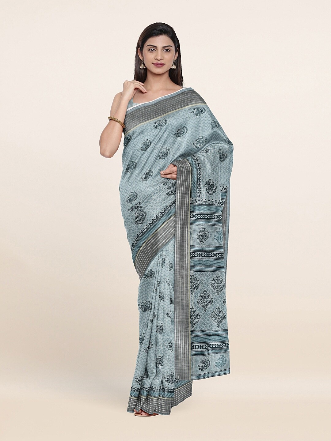 

Pothys Blue & Black Ethnic Motifs Saree
