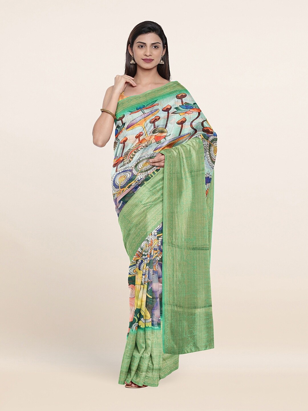 

Pothys Green Ethnic Motifs Printed Pure Cotton Saree