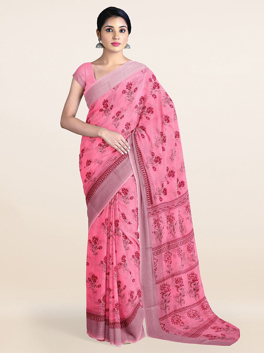 

Pothys Pink Floral Printed Saree