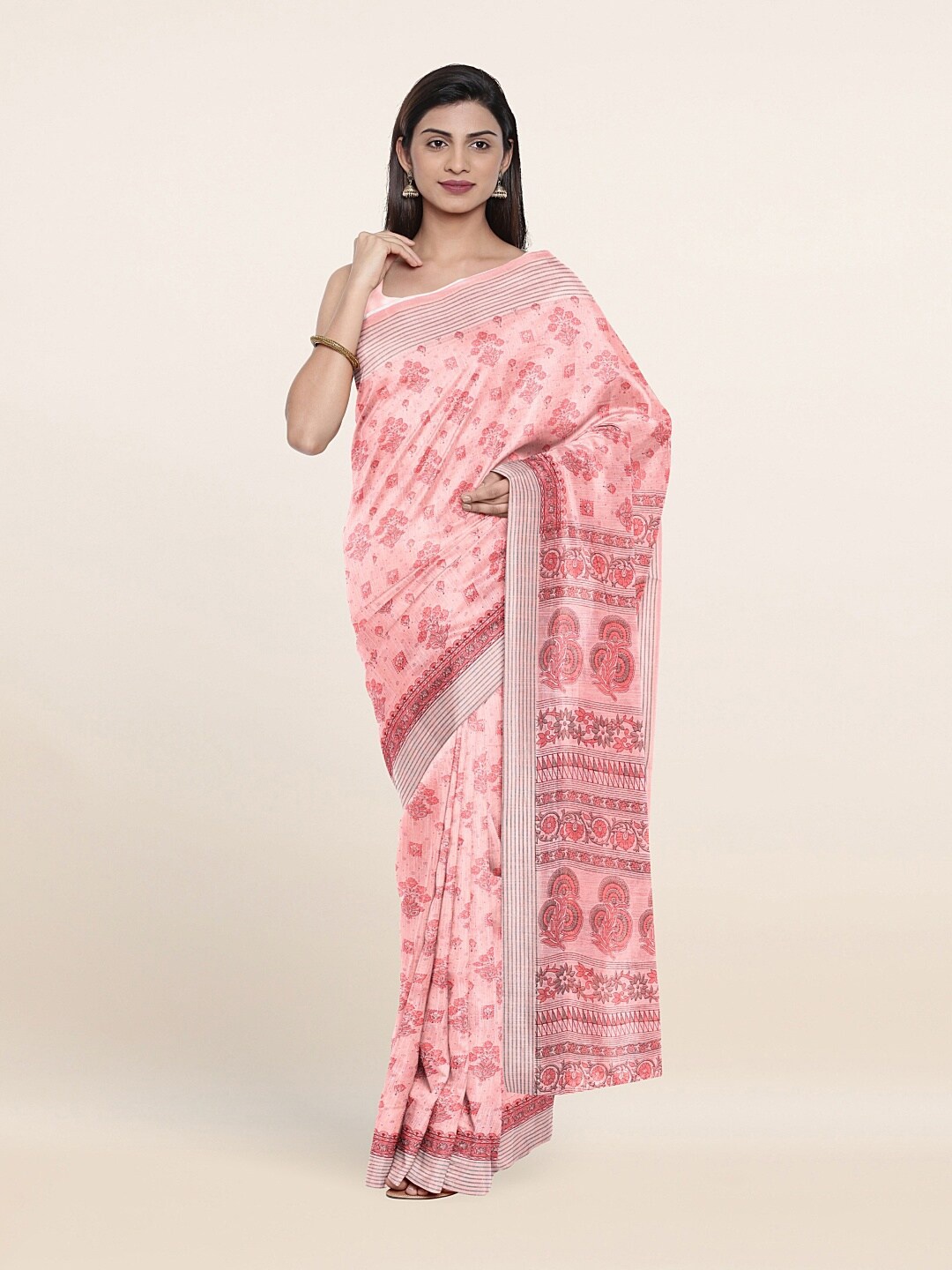 

Pothys Pink & Red Floral Saree