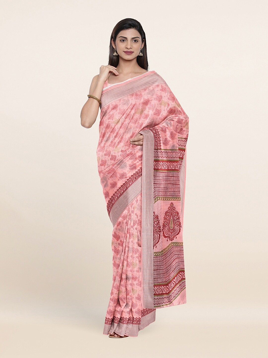 

Pothys Pink Floral Printed Saree