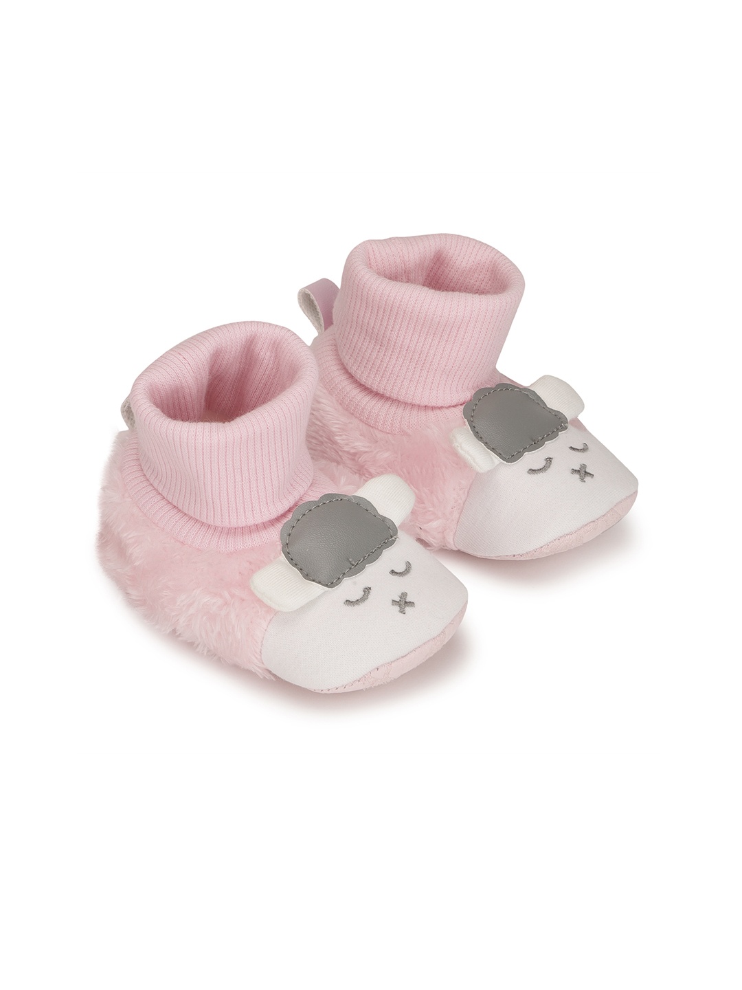 

mothercare Infant Girls Pink & White Socktop Sheep Embroidered Booties