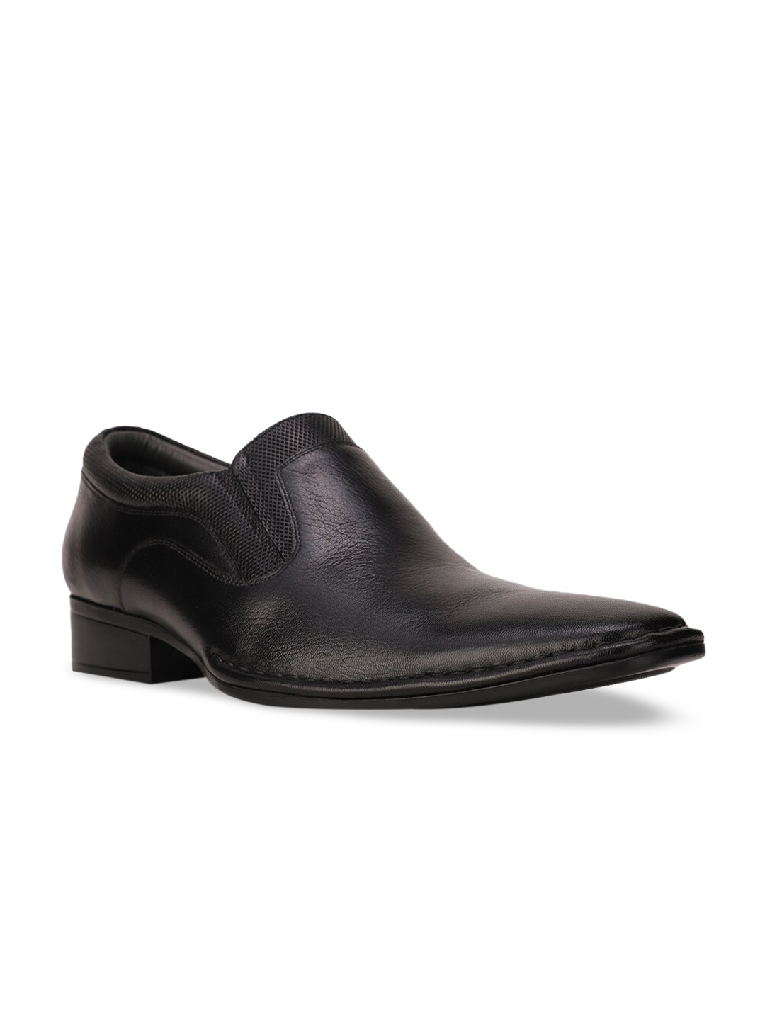 

Bata Men Black Solid Leather Formal Slip-on Shoes