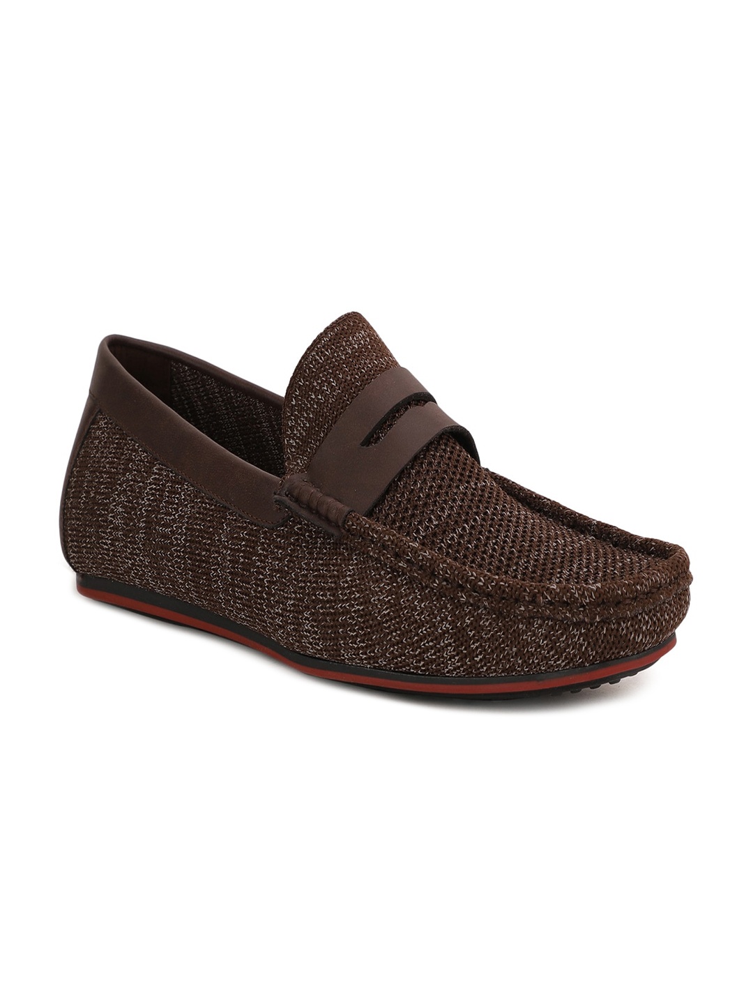 

Bata Men Brown Woven Design Loafers