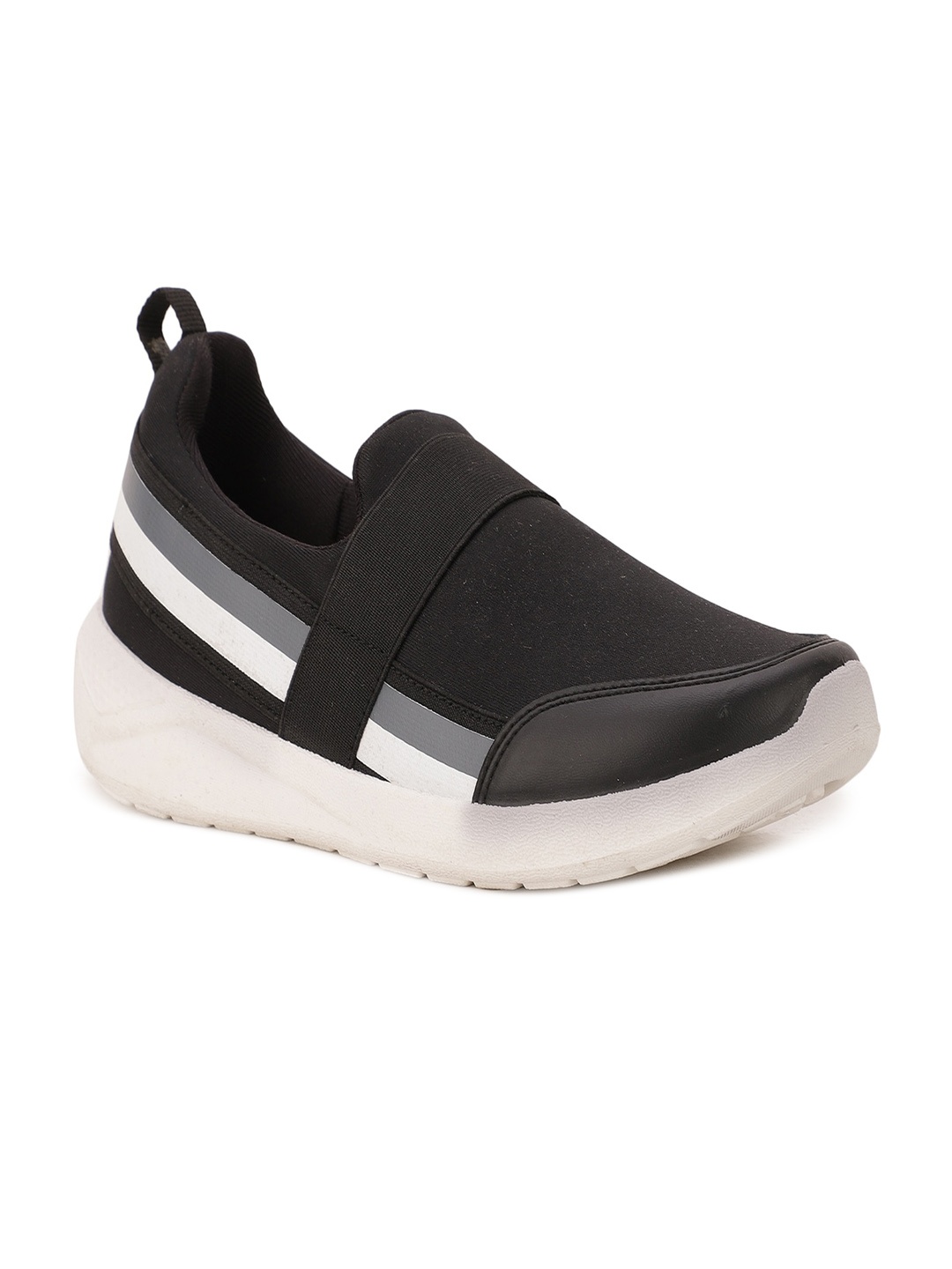 

Bata Men Black Striped Slip-On Sneakers