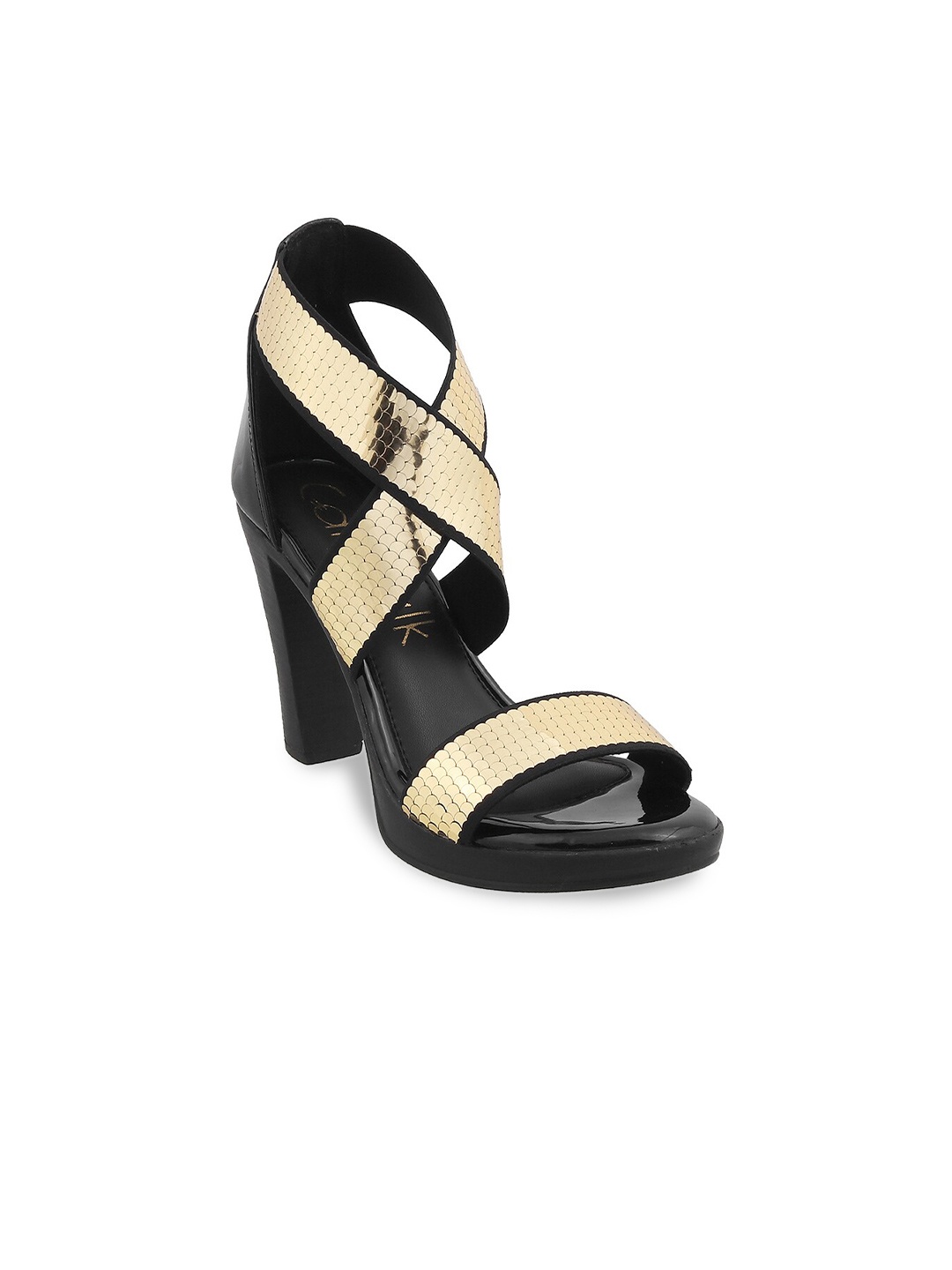 Catwalk Embellished Platform Heels, Gold