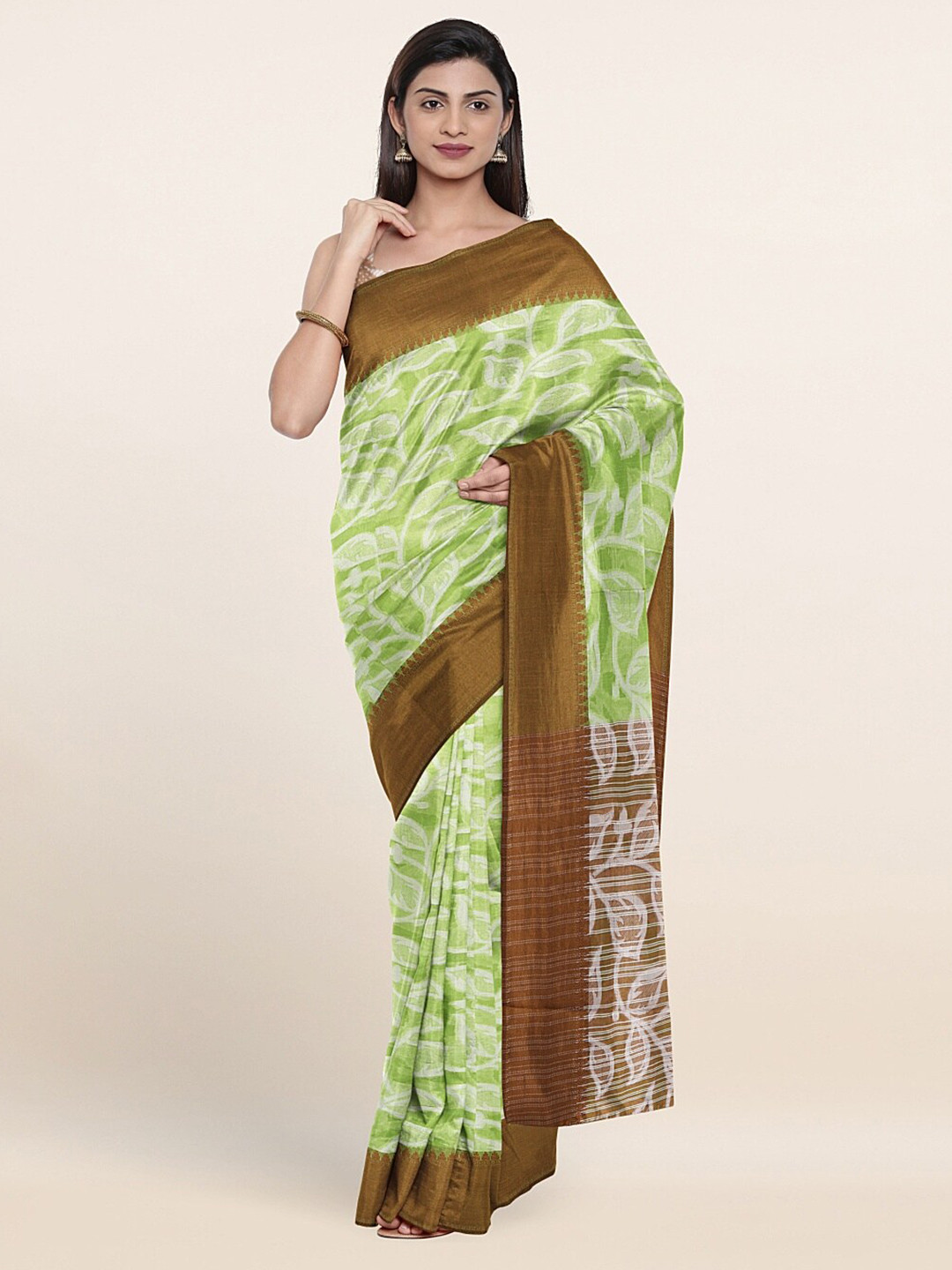 

Pothys Green & Brown Woven Design Saree