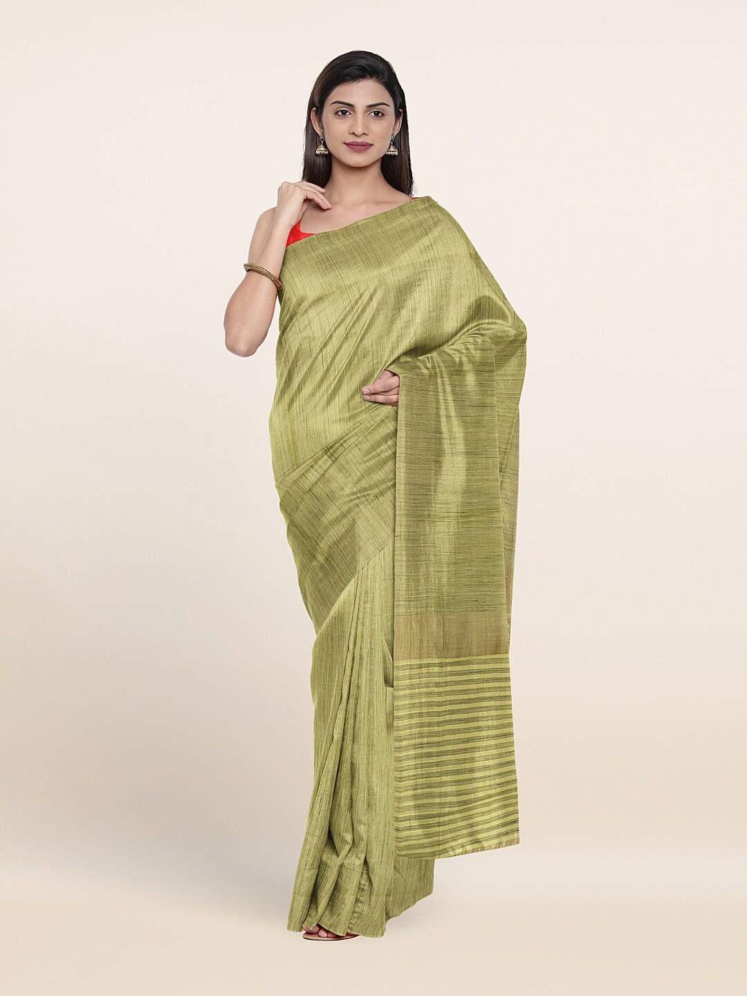 

Pothys Green & Red Pure Tissue Saree